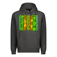 Charcoal Heather saint patricks horseshoe shamrock leopard glitter brushstroke Premium Hoodie - Artiststas