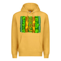 Mustard saint patricks horseshoe shamrock leopard glitter brushstroke Premium Hoodie - Artiststas