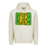 Oatmeal Heather saint patricks horseshoe shamrock leopard glitter brushstroke Premium Hoodie - Artiststas