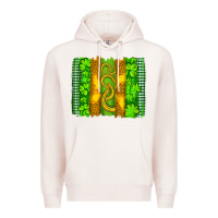 Pale Pink saint patricks horseshoe shamrock leopard glitter brushstroke Premium Hoodie - Artiststas