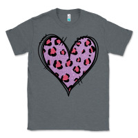 Charcoal Heather Glitter Purple Leopard Heart Classic Tee - Jasminsmagicworld