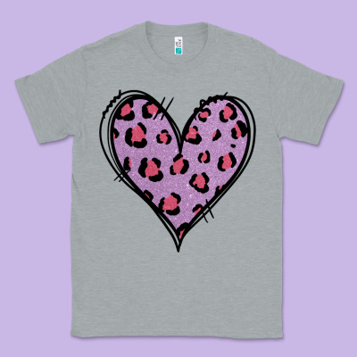 Glitter Purple Leopard Heart Classic Tee Designed By Jasminsmagicworld