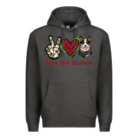 Charcoal Heather Peace Love Blue Heeler Premium Hoodie - Jasminsmagicworld