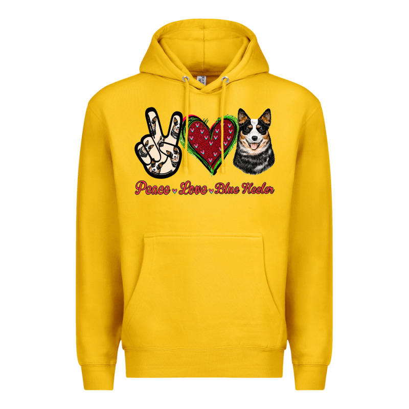 Peace Love Blue Heeler Premium Hoodie by Jasminsmagicworld | Teevron