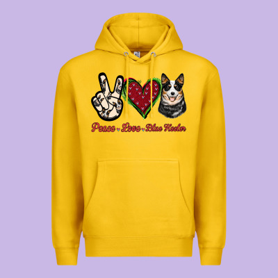 Peace Love Blue Heeler Premium Hoodie Designed By Jasminsmagicworld