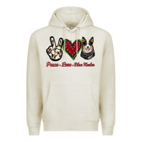 Oatmeal Heather Peace Love Blue Heeler Premium Hoodie - Jasminsmagicworld