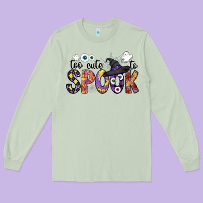 Too Cute To Spook Long Sleeve Tee Designed By Cowhidedigitalart