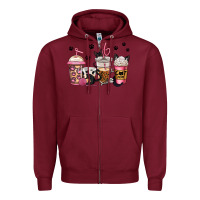 Burgundy cat mom coffee Zipper Hoodie - Jasminsmagicworld