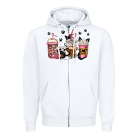 White cat mom coffee Zipper Hoodie - Jasminsmagicworld