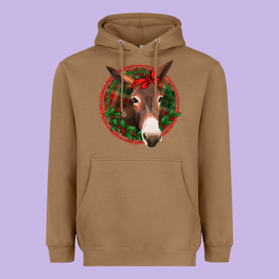 Christmas Donkey With Bandana Heavyweight Hoodie Designed By Jasminsmagicworld