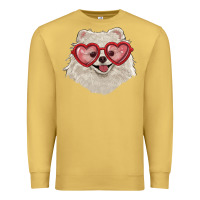 Antique Gold white pomeranian with love glasses Premium Sweatshirt - RanaPortraitStore