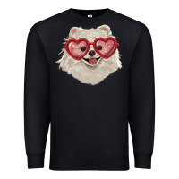 Black white pomeranian with love glasses Premium Sweatshirt - RanaPortraitStore