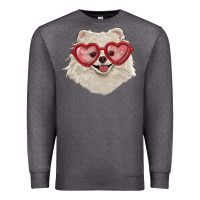 Charcoal Heather white pomeranian with love glasses Premium Sweatshirt - RanaPortraitStore