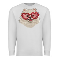 Dove Grey white pomeranian with love glasses Premium Sweatshirt - RanaPortraitStore