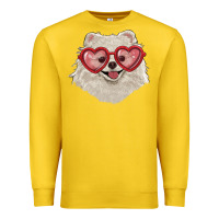 Lemon white pomeranian with love glasses Premium Sweatshirt - RanaPortraitStore