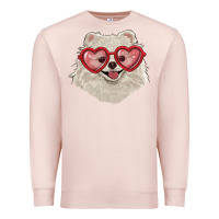 Pale Pink white pomeranian with love glasses Premium Sweatshirt - RanaPortraitStore