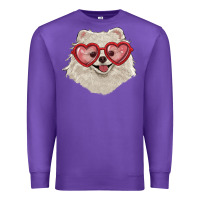 Purple white pomeranian with love glasses Premium Sweatshirt - RanaPortraitStore