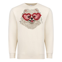 Sandshell white pomeranian with love glasses Premium Sweatshirt - RanaPortraitStore