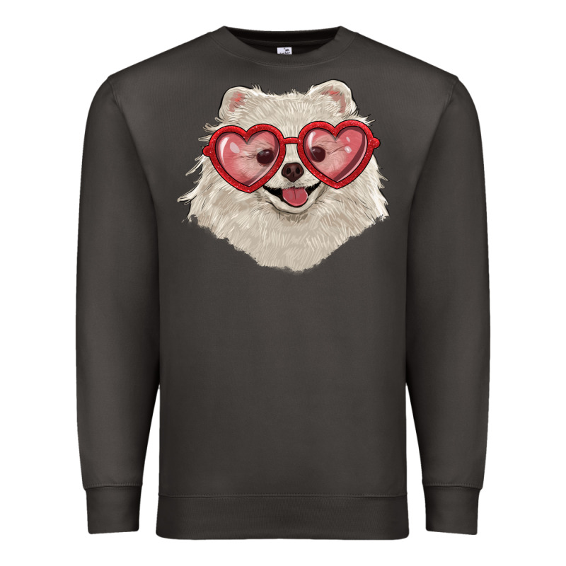 White Pomeranian With Love Glasses Premium Sweatshirt by RanaPortraitStore | Teevron