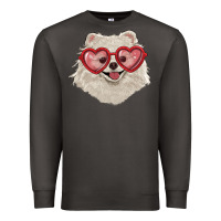 Smoke white pomeranian with love glasses Premium Sweatshirt - RanaPortraitStore