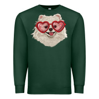 Sports Green white pomeranian with love glasses Premium Sweatshirt - RanaPortraitStore