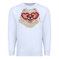 White white pomeranian with love glasses Premium Sweatshirt - RanaPortraitStore