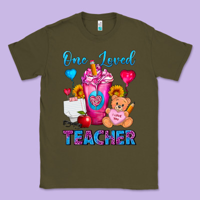 One Loved Teacher Valentines Day Cold Drink Frappe Classic Tee Designed By Fadigitalartstudio
