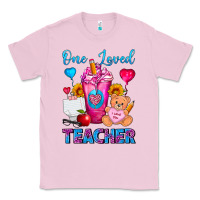 Bubblegum Pink One Loved Teacher Valentines Day Cold Drink Frappe Classic Tee - FaDigitalArtStudio