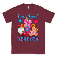 Burgundy One Loved Teacher Valentines Day Cold Drink Frappe Classic Tee - FaDigitalArtStudio