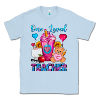 Dusty Blue One Loved Teacher Valentines Day Cold Drink Frappe Classic Tee - FaDigitalArtStudio