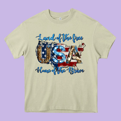 Land Of The Free Home Of The Brave American Flag Background Heavy Core Tee Designed By Jasminsmagicworld