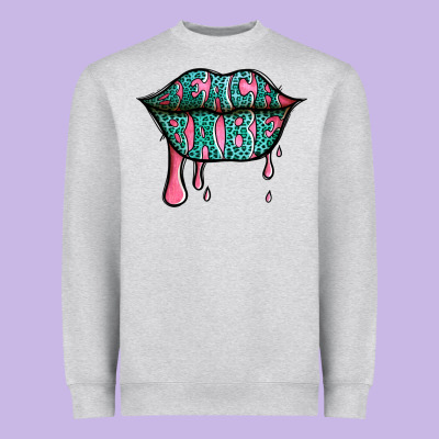 Beach Babe Leopard Lips Heavyweight Sweatshirt Designed By Jasminsmagicworld