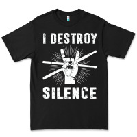 Black i destroy silence drum set drummer gift Premium Tee - linhVisuals