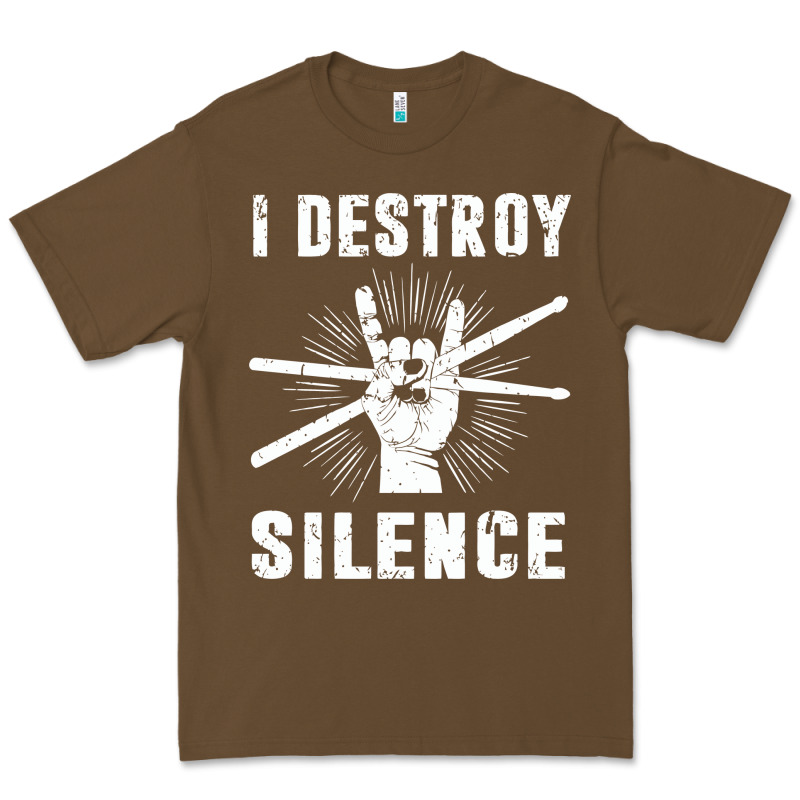 I Destroy Silence Drum Set Drummer Gift Premium Tee by linhVisuals | Teevron
