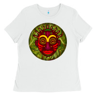 White african masks round earrings 4 Ladies Tee - BundleAndBundleShop