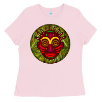 Bubblegum Pink african masks round earrings 4 Ladies Tee - BundleAndBundleShop