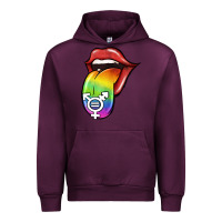 Mauve Wine Pride LGBT Sign Tongue Urban Hoodie - Jasminsmagicworld