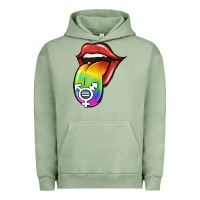 Pigment Oil Green Pride LGBT Sign Tongue Urban Hoodie - Jasminsmagicworld