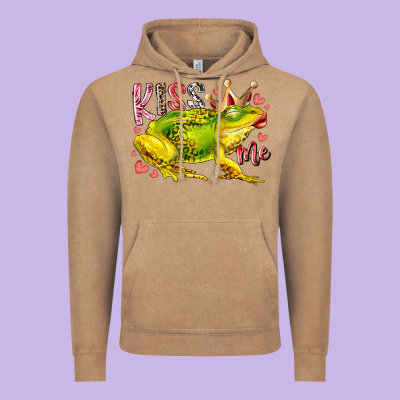 Kiss Me Frog Vintage Hoodie Designed By Racoondesign