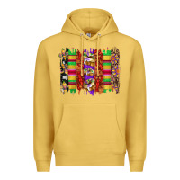 Antique Gold mardi gras cake fleur de lis crawfish brushstrokes Premium Hoodie - Artiststas