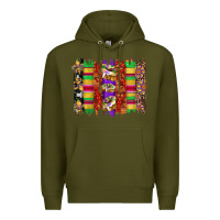 Army Green mardi gras cake fleur de lis crawfish brushstrokes Premium Hoodie - Artiststas