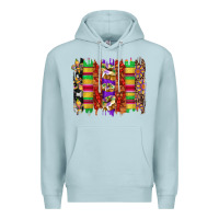 Blue Mist mardi gras cake fleur de lis crawfish brushstrokes Premium Hoodie - Artiststas