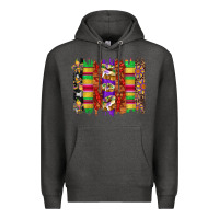 Charcoal Heather mardi gras cake fleur de lis crawfish brushstrokes Premium Hoodie - Artiststas