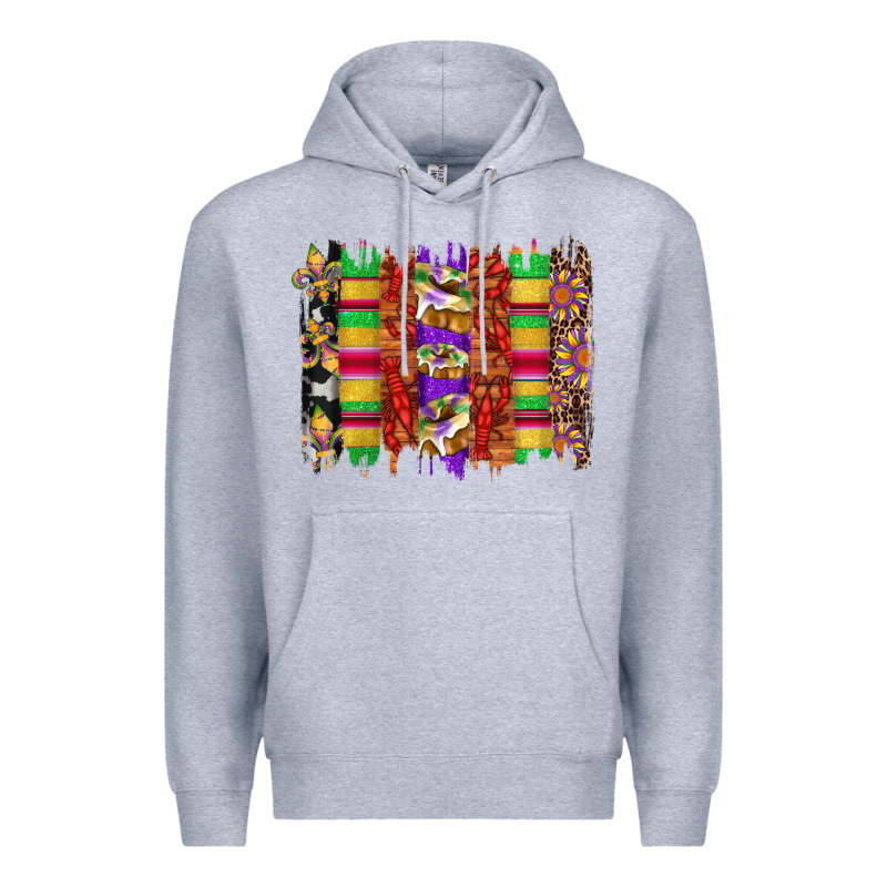 Mardi Gras Cake Fleur De Lis Crawfish Brushstrokes Premium Hoodie by Artiststas | Teevron