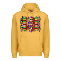 Mustard mardi gras cake fleur de lis crawfish brushstrokes Premium Hoodie - Artiststas