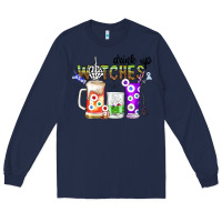 Navy Drink Up Witches Long Sleeve Tee - CowhideDigitalArt