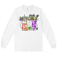 White Drink Up Witches Long Sleeve Tee - CowhideDigitalArt