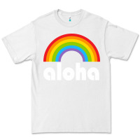White Aloha Rainbow Hawaii 808 Island Hawaiian Premium Tee - linhVisuals