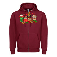 Burgundy christmas cookies coffee Zipper Hoodie - Jasminsmagicworld