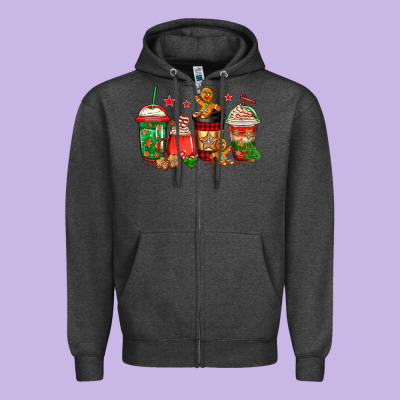 Christmas Cookies Coffee Zipper Hoodie Designed By Jasminsmagicworld